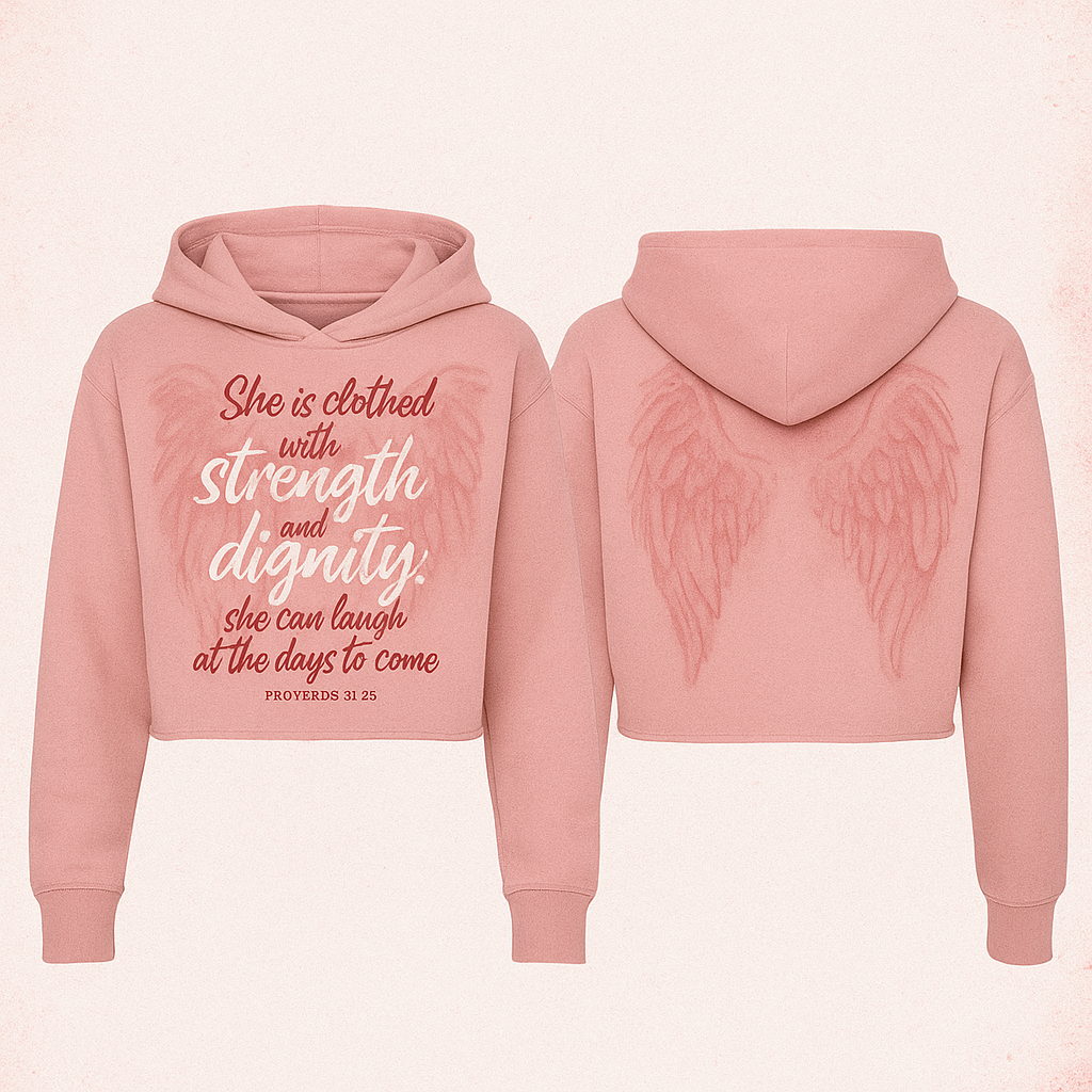 Forever One Love 828 | Strength & Dignity Angel Wings Cropped Hoodie 🔥⚡