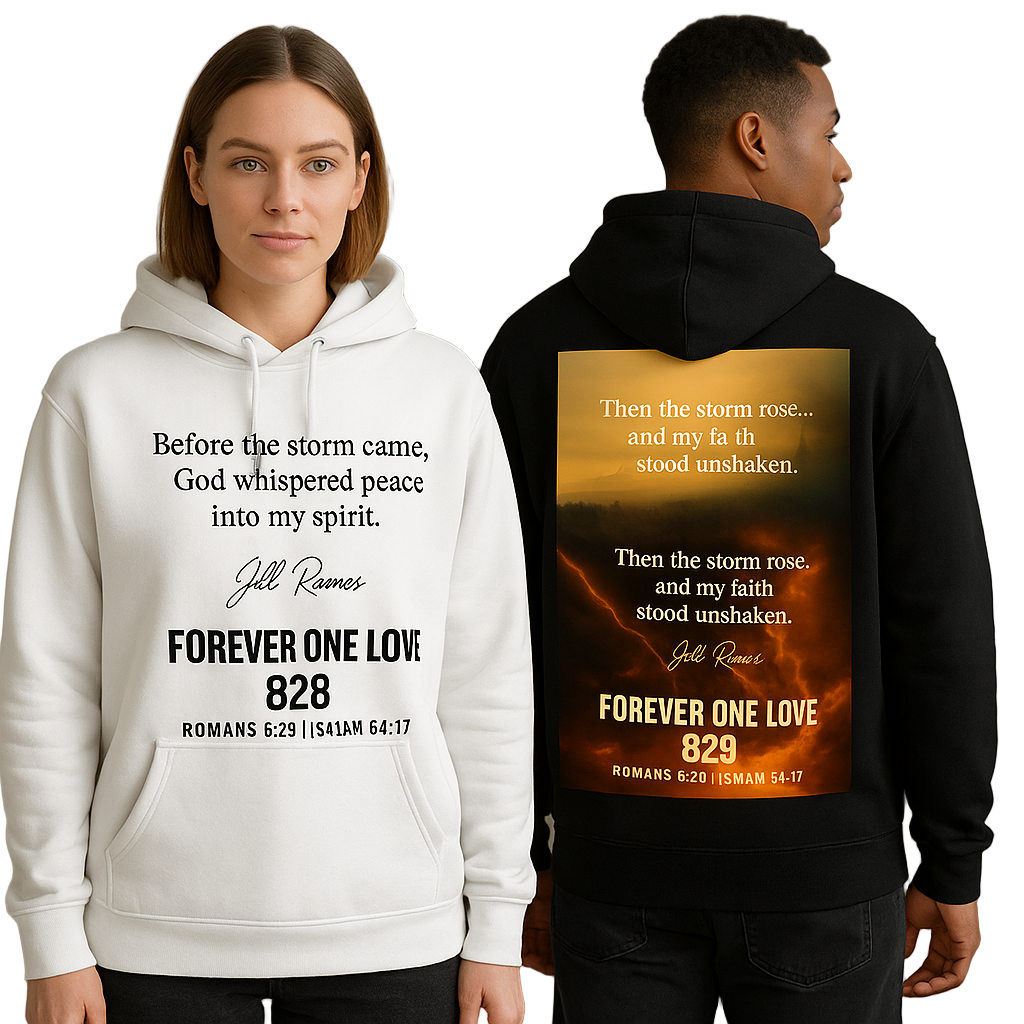 Forever One Love 828 – “Before the Storm Came” Champion Hoodie (Signature Edition)A symbol of strength, peace, and divine preparation. The “Before the Storm Came” Champion hoodie from Forever One Love 828 represents calm faith before victory — because God