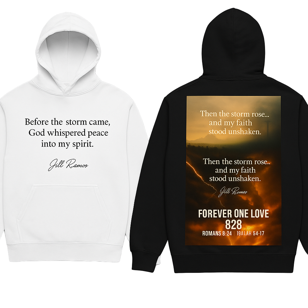 Forever One Love 828 – “Before the Storm Came” Champion Hoodie (Signature Edition)A symbol of strength, peace, and divine preparation. The “Before the Storm Came” Champion hoodie from Forever One Love 828 represents calm faith before victory — because God