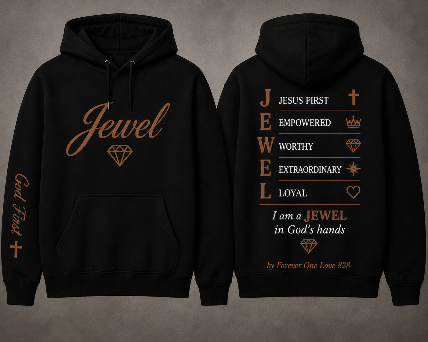 JEWEL Signature Hoodie — Black & Brown