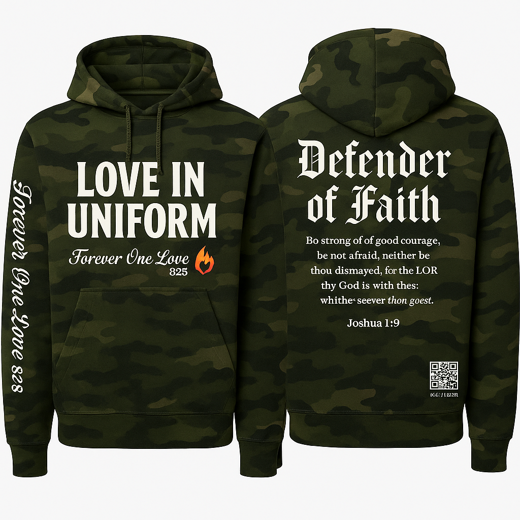 Trained by God. Loved by a Soldier” Camo Set – Defender of Faith Edition (828 Signature)