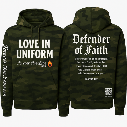 Trained by God. Loved by a Soldier” Camo Set – Defender of Faith Edition (828 Signature)